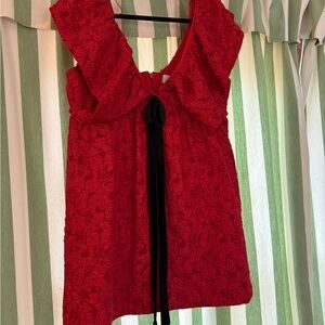 Elegant Red Lace Mini Dress